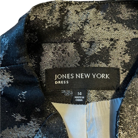 VTG 90s Black Gray Metallic Brocade Floral Sheath Dress Topper Jacket. SZ 14 - Picture 10 of 16